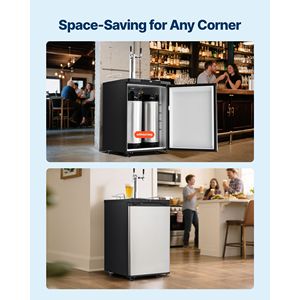 Dual <b>Tap</b> Home Draft Beer Dispenser with 5lbs CO2 Tank Full Size Ball <b>Lock</b> Kegerator 2 Sixth Bottle Capacity - Product Image 6