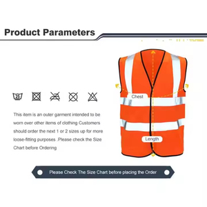 Gilet de sécurité unisexe haute visibilité ANSI Classe 2 en polyester imperméable |   Vêtements de travail réfléchissants multi-poches pour le contrôle de la circulation - Product Image 3