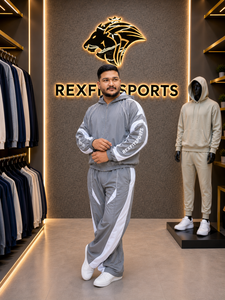 REXFIT SPORTS Custom <b>Nylon</b> <b>Tracksuit</b> <b>Men</b> Gray Windbreaker Jacket Pants Set Lightweight Sportswear Streetwear Jogger <b>Tracksuit</b> - Product Image 5