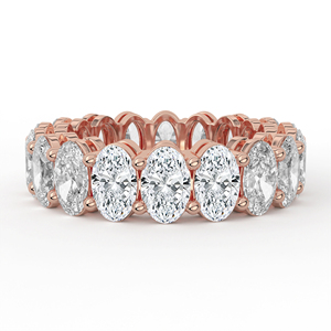 แหวนเพชรทรงรีแบบ Eternity Band ทองคำขาว ประดับเพชรแบบ Shared Prong ริบบิ้นต่อเนื่อง แหวนแต่งงานสุดหรู แหวนซ้อนกันได้ ของขวัญวันครบรอบ เครื่องประดับชั้นดี - Product Image 2