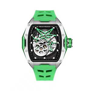 Montre mécanique automatique de luxe 82S0 avec boîtier en acier inoxydable, bracelet en silicone, cadran squelette - Product Image 1