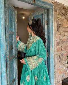 Robe traditionnelle afghane pour femmes, nouveau style, robes Pathani pour femmes, tenue de soirée, mariage, respirante, 100% soie, vintage, longueur genou - Product Image 4