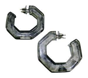 Pendientes de aro de resina transparente sombreados negros hechos a mano indios, Color personalizado y diseño, pendientes de resina de bajo precio para niñas - Product Image 1