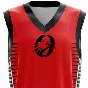 Maillot de basket personnalisé rouge, noir et gris, sans manches, séchage rapide, uniforme d'équipe, respirant, anti-humidité, vêtements de sport OEM - Product Image 2