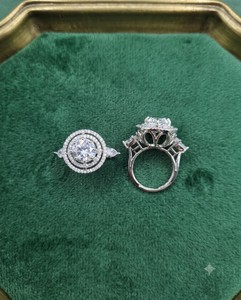 Elegante Anillo Solitario de Doble Círculo con Halo, Anillo de Compromiso con Diamante Americano Brillante, Anillo de Cóctel de Lujo, Joyería al por Mayor - Product Image 3