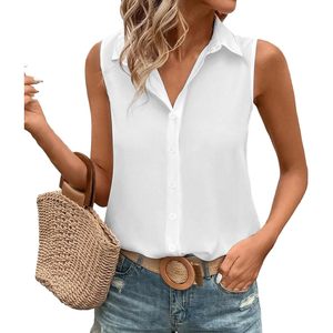 2025 blusas informales a cuadros para mujer sin mangas con botones y cuello en V camisetas sin mangas con logotipo bordado talla XL para oficina de trabajo - Product Image 1