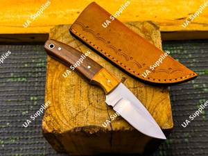 8" Total Length OEM Custom Stainless Steel Camping Hunting <b>Knife</b> Wood Drop Point Razor <b>Sharp</b> Leather Sheath Bulk Wholesale - Product Image 4