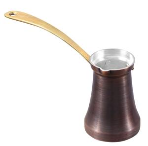 Cafetera Turca, Griega y Árabe Antigua de Cobre y Latón, Cafetera para Estufa, Cezve, Ibrik, Briki con Mango de Madera - Product Image 1