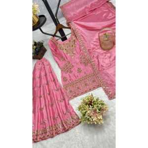 Top hermoso para mujer-Conjunto Plazzo y Dupatta con trabajo de secuencia de bordado - Product Image 5