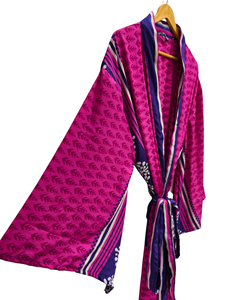 Robe en soie longue jusqu'aux chevilles, robe multicolores, robe de nuit, robe indienne vintage en soie recyclée, kimono en sari - Product Image 5