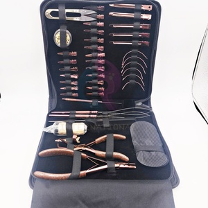 Professional Rose Gold Hair Extension Tools Kit With Bead Opening & Closing Pliers Alligator Clips Needles <b>Crochet</b> <b>Hook</b> & Ring - Product Image 2