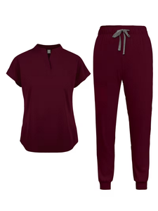 Ensemble de blouses médicales unisexes, couleur unie, manches courtes, pantalon avec poches, col mandarin, longueur normale, toutes saisons, polyester/coton - Product Image 3