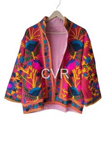 Cárdigan Bohemio de Algodón con Bordado Floral a Mano, Manga Murciélago, Cuello en V, Talla Grande, Ropa Exterior para Mujer, Abrigo Casual de Primavera - Product Image 1