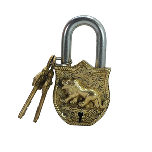 Brass Door Padlock with Tiger Engraved Design <b>Vintage</b> Decorative Brass Lock Cabinet Door Gate <b>Trunk</b> Chest Box Home Decor and Sec - Product Image 5