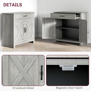 Credenza in Stile Rustico con Ante Scorrevoli Regolabili e Cassetto Bar per Cucina o Soggiorno - Product Image 3