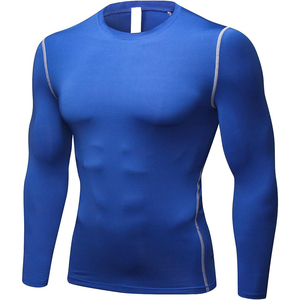 <b>Moisture</b> <b>Wicking</b> Knitted Slim Fit Mens Long Sleeve Compression <b>Shirt</b> Customizable Quick Dry Sporty Anti-UV Breathable Sportswear - Product Image 5