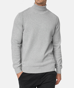 Pull ras du cou pour homme, coupe classique, gris uni, en velours côtelé tricoté, style décontracté, hiver, doublé, respirant, logo frontal - Product Image 6