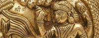 Coquille Vishnu Shankh en laiton plaqué or, style Art déco, confectionnée à la main, pour la Puja hindoue, la décoration spirituelle de la maison et du temple