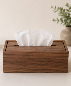Boîte à mouchoirs en bois massif artisanale, porte-mouchoirs rectangulaire en bois, distributeur de serviettes décoratif - Product Image 2