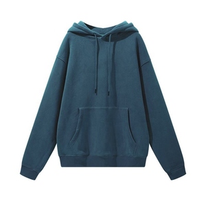 Sweat-shirt à capuche unisexe coupe oversize couleur unie avec poches, en molleton tricoté décontracté pour l'automne - Product Image 4