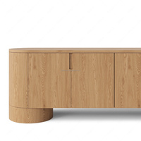 Meuble TV FERLY en chêne massif de qualité supérieure, finition moyenne avec poignées en laiton, sculptures circulaires, mobilier de maison sur mesure de luxe