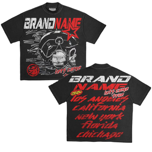 เสื้อยืดคอกลมแขนสั้นสีดำสำหรับผู้ชาย แบรนด์เนม พิมพ์ลายด้านหน้า สไตล์สตรีท ทรงปกติ ผ้าเจอร์ซีย์ถัก โพลีเอสเตอร์ 100% - Product Image 3