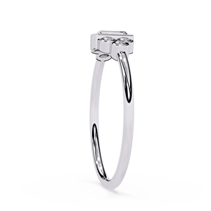 Anillo de Compromiso de Diamante Corte Esmeralda Platino con Diamantes Laterales Redondos, Estilo Clásico, Certificado GIA, para Mujer - Product Image 3