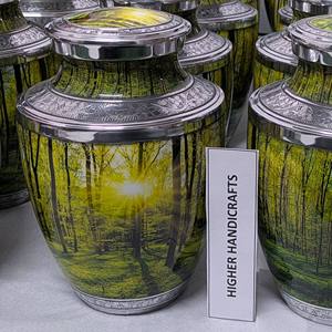 โกศโลหะสำหรับบรรจุอัฐิ รุ่น Forest Serenity - โกศขนาดใหญ่สำหรับผู้ใหญ่ - ผู้ผลิตขายส่งอุปกรณ์โกศสำหรับจัดงานศพ - Product Image 1