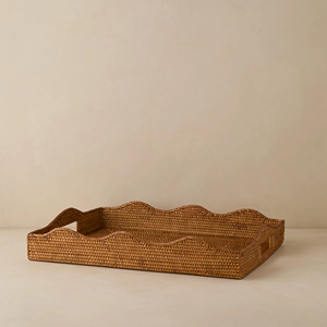 ถาดเสิร์ฟสไตล์โบโฮ ทำจากหวายธรรมชาติ ขอบหยัก ตกแต่งโต๊ะ จัดระเบียบของใช้ในบ้าน ของตกแต่งบ้าน - Product Image 2