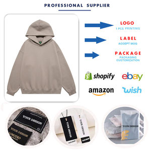 Sweat-shirts à capuche pour hommes, couleur unie personnalisée, broderie sans cordon, haute qualité, automne, 450 g/m², poids lourd, sans poche, en molleton - Product Image 4