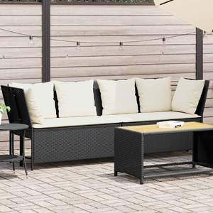 Sofá Modular Grande de Ratán Sintético Negro para Jardín, Muebles de Patio con Elegante Modularidad - Product Image 1