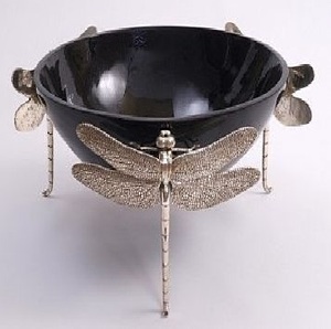 Luxury Double Bowl Set Stainless Steel with Gold Leaf Stand Snack & Dry Fruit Serving Decorative Centerpiece - Product Image 6
