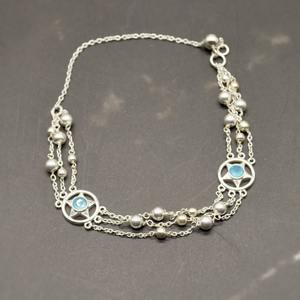 Aqua Chalcedony Opal Silver <b>Bracelet</b> Gold Gemstone Bangle Elegant Jewelry For Women - Product Image 2