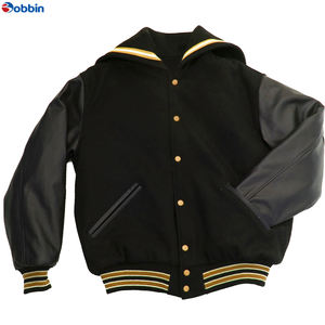 Veste universitaire unisexe en toile enduite coupe-vent à séchage rapide avec col marin, noire, broderie pour hommes, adultes, université - Product Image 6