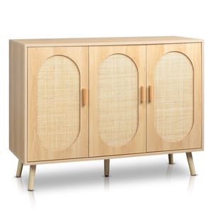 Mobile Portascarpe in Rattan dal Design Moderno e Semplice, 3 Ante con Ripiani Regolabili in MDF per Soggiorno, Camera da Letto, Corridoio - Product Image 6
