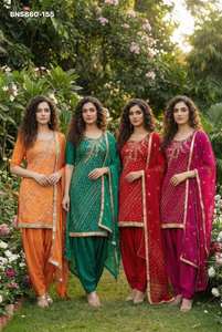 Conjunto de traje Patiala y dupatta de algodón estampado y con bordados a mano, ideal para ocasiones especiales, al mejor precio mayorista. - Product Image 4