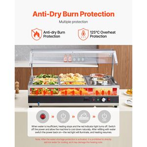 Scaldavivande Elettrico Commerciale in Acciaio Inossidabile, Regolabile da 86 a 185 Fahrenheit, con Due Pentole da 6,34 QT, Attrezzatura per Mantenere Caldi Sei Porzioni 1/3 - Product Image 5