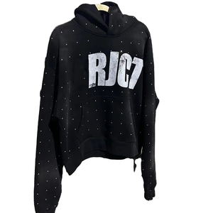 Sweat-shirt d'hiver à séchage rapide avec motif tête de mort, 100 % coton, broderie de logo personnalisé, strass, impression personnalisée, marque privée - Product Image 2