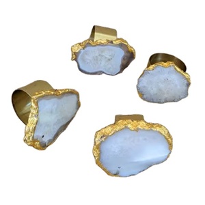 New brass and luxury finished agate stone napkin <b>ring</b> here premium design table decor here - Product Image 1