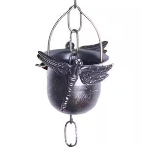 Chaîne de pluie décorative moderne en métal en forme de libellule pour gouttières, attrape-eau de style vintage pour la décoration extérieure du jardin et de la maison - Product Image 1