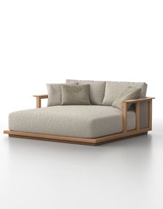 Premium Outdoor Teak Wood Daybed Sofa Modern Double Size <b>Sunbed</b> Lounge with Cushions for Villa Furniture - Product Image 1