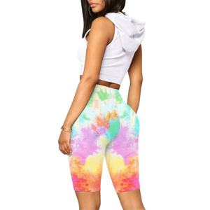 2021 New Fashion Women Summer Tie Dye Compression <b>Leggings</b> Sportswear Running <b>Short</b> Pants High Waist Compression Yoga <b>Shorts</b> - Product Image 2