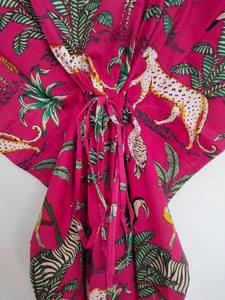 Kaftan en coton fait main, imprimé animalier, style safari sauvage, robe de plage bohème - Product Image 5