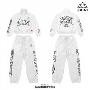 Traje Cortavientos para Mujer, 120 GSM, Poliéster Premium, Panel Blanco en Contraste, Chándal Personalizado con Sublimación, Bordado e Impresión - Product Image 1