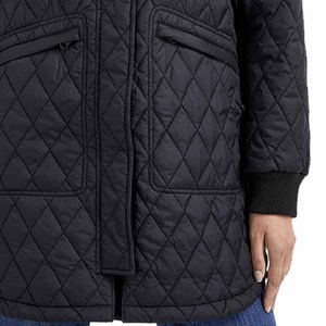 Chaqueta Larga Acolchada Negra para Mujer Twin City, Cortavientos, con Cuello Alto Desmontable, Cierre de Cremallera y Bolsillos Delanteros - Product Image 3