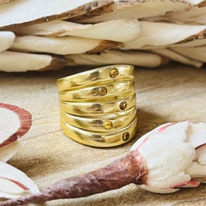 Luxury Style <b>Citrine</b> <b>Ring</b> Boho Multi Layer <b>Rings</b> Brass Jewelry Womens 18k Gold Plated Minimalist Band <b>Ring</b> For Wholesale/OEM/ODM - Product Image 3