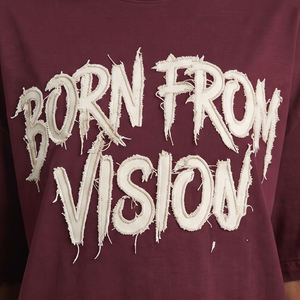เสื้อยืดคอกลมโอเวอร์ไซส์สำหรับผู้หญิง ลายปัก Born From Vision ผ้าฝ้าย 100% ทรงหลวม แขนปกติ - Product Image 3