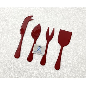 Elegant Enamel <b>Cheese</b> <b>Knife</b> <b>Set</b> of 4 Heart Design 18/8 Stainless Steel Dishwasher Safe <b>Cheese</b> Cutting Tools & Serving Fork - Product Image 1
