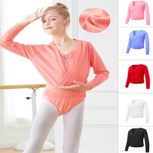 Pull cache-cœur rouge à manches longues pour femme, haut de danse en acrylique, tenue d'entraînement pour adultes - Product Image 5