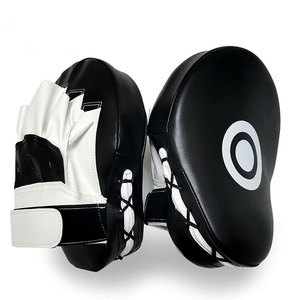 MMA Boxing Training Focus Pads Leather Durable Protective Curved Mitt Design Secure Wrist <b>Grip</b> Sports Training & Coaching Use - Product Image 1